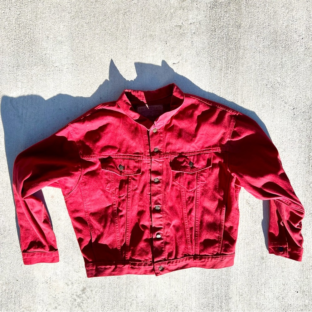 Vintage Levi’s Red Trucker Denim Jacket XL 90s USA